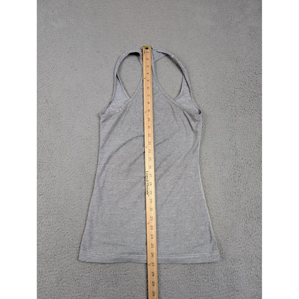 Lululemon Tank Top Womens Gray White Stripe Racerback‎ Athletic Yoga Gym Shirt - Picture 5 of 7
